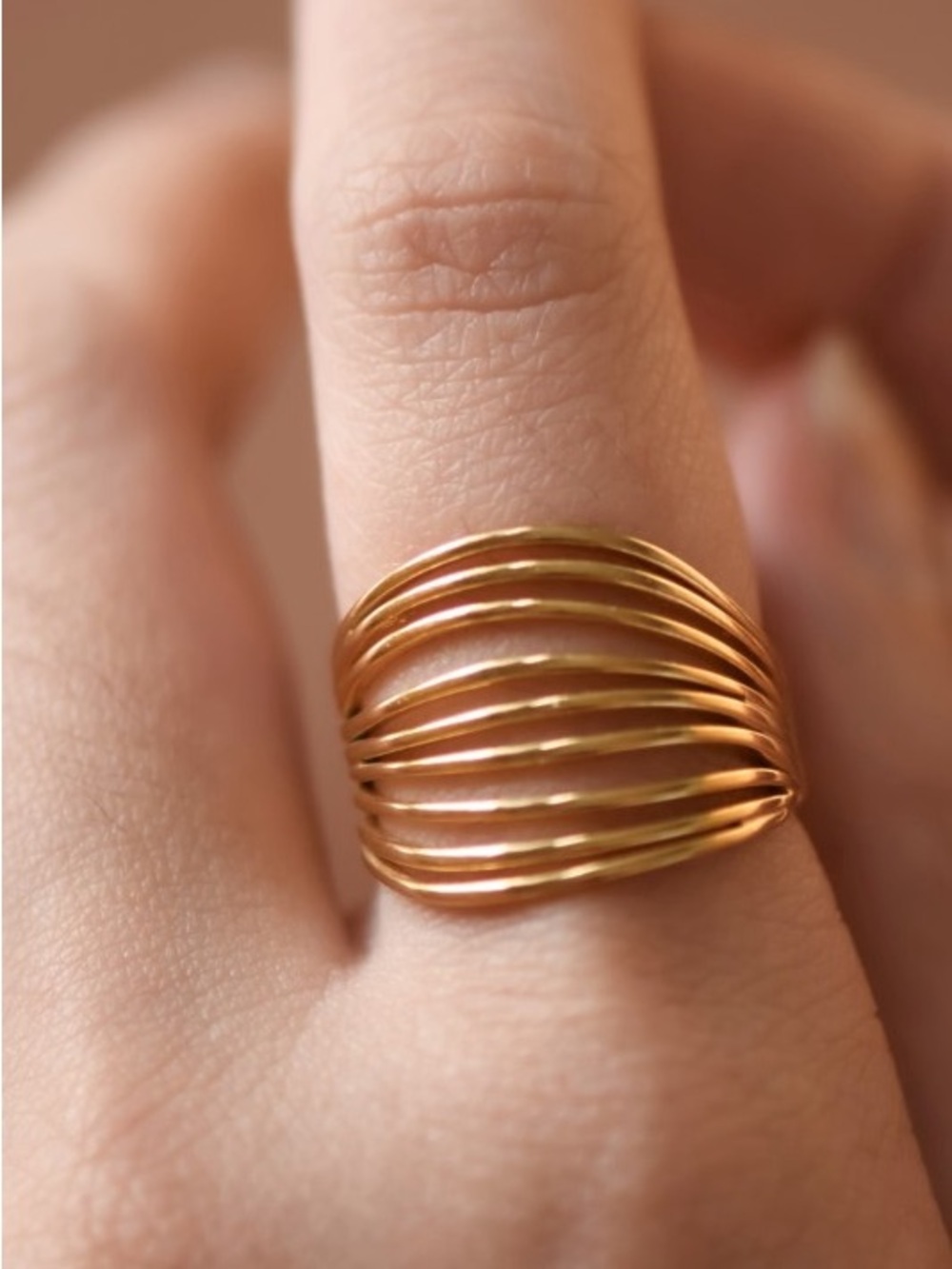 Elegant Gold Multi-Band Women's Ring - Gold
